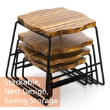 ZENFUN 4 Piece Wood Buffet Risers, Dessert Table Risers Food Display Riser, Pizza Pan Riser, Cupcake Stand & Wood Display Risers, Nesting Food Platter and Plate Holder ZENFUN