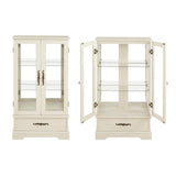 TRJQBCC 3-Tier Lighted Curio Display Cabinet, 47" H Glass Accent Storage Cabinet with Adjustable Glass Shelves & 1 Drawer, Wooden Wine Display Case with Mirrored Back Panel for Living Room (White) TRJQBCC