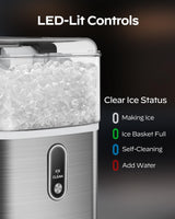 Nugget Ice Maker Countertop, HOMEZAY Pebble Ice Maker with Soft Chewable Pellet Ice, 33 lbs per Day, Compact Ice Machine with Self-Cleaning & LED Indicator for Home, Kitchen, Camping, RV, Office HOMEZAY