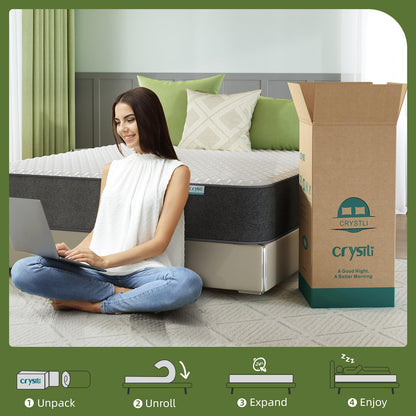 Crystli Full Mattress, 6 inch Full Memory Foam Mattress in a Box, Double Mattress with CertiPUR-US Certified Foam for Sleep Supportive & Pressure Relief, Medium Firm, Fiberglass Free