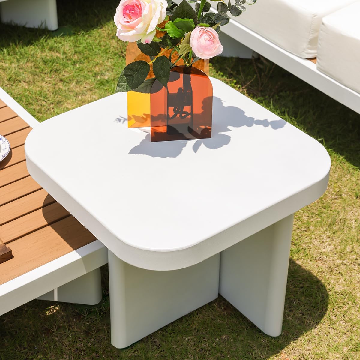 homary Outdoor Modular Sectional Sofa Set, Pool Lounge Chairs 5-Piece Outdoor Patio Conversation Sets with Waterproof Cushion and Coffee Tables（Without Umbrella） for Patio, Balcony, Garden, Pool homary