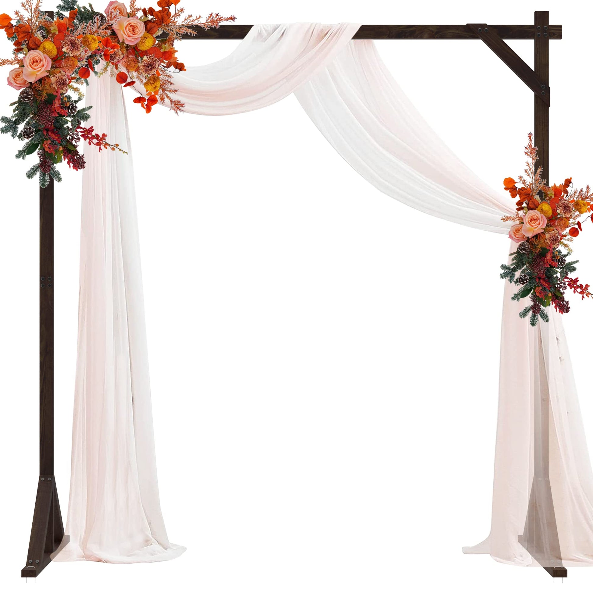 Fomcet 7.2FT Wooden Wedding Arch Stand Square Wood Arch Wedding Arbor for Ceremony Party Proposal Scene Garden Beach Forest Rustic Boho Decorations - WoodArtSupply