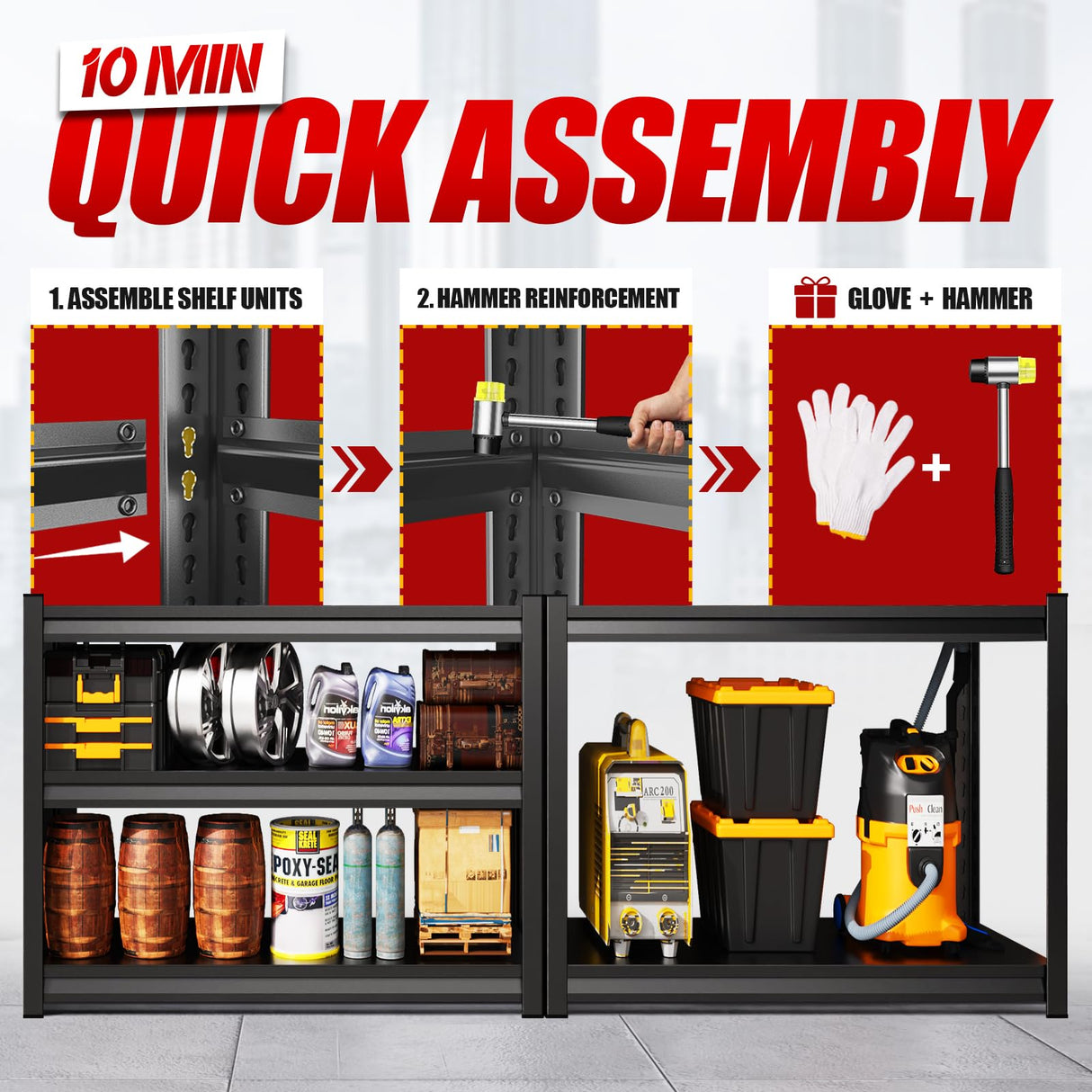 ZIWJHK 72''H*46W'' Garage Shelving, 3000lb Heavy Duty Shelving, Adjustable Metal Shelving Garage Storage Shelves 5 Tier Utility Shelf Unit Metal Shelf Rack for Basement Industrial Black ZIWJHK