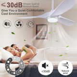 QUTWOB 36" Ceiling Fans with Light and Remote Controll, Reversible DC Motor Indoor/Outdoor 3 Blade Modern Ceiling Fan for Kids Room, Bedroom and Living Room (White) QUTWOB
