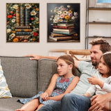 4 Pack Book Flower Diamond Art Kits for Adults Beginners,Full Round Drill DIY Diamond Painting Kits,Paint by Diamonds Dot Gem Art Crystal Easy,Home Wall Decor 12X16Inch Tiwabb