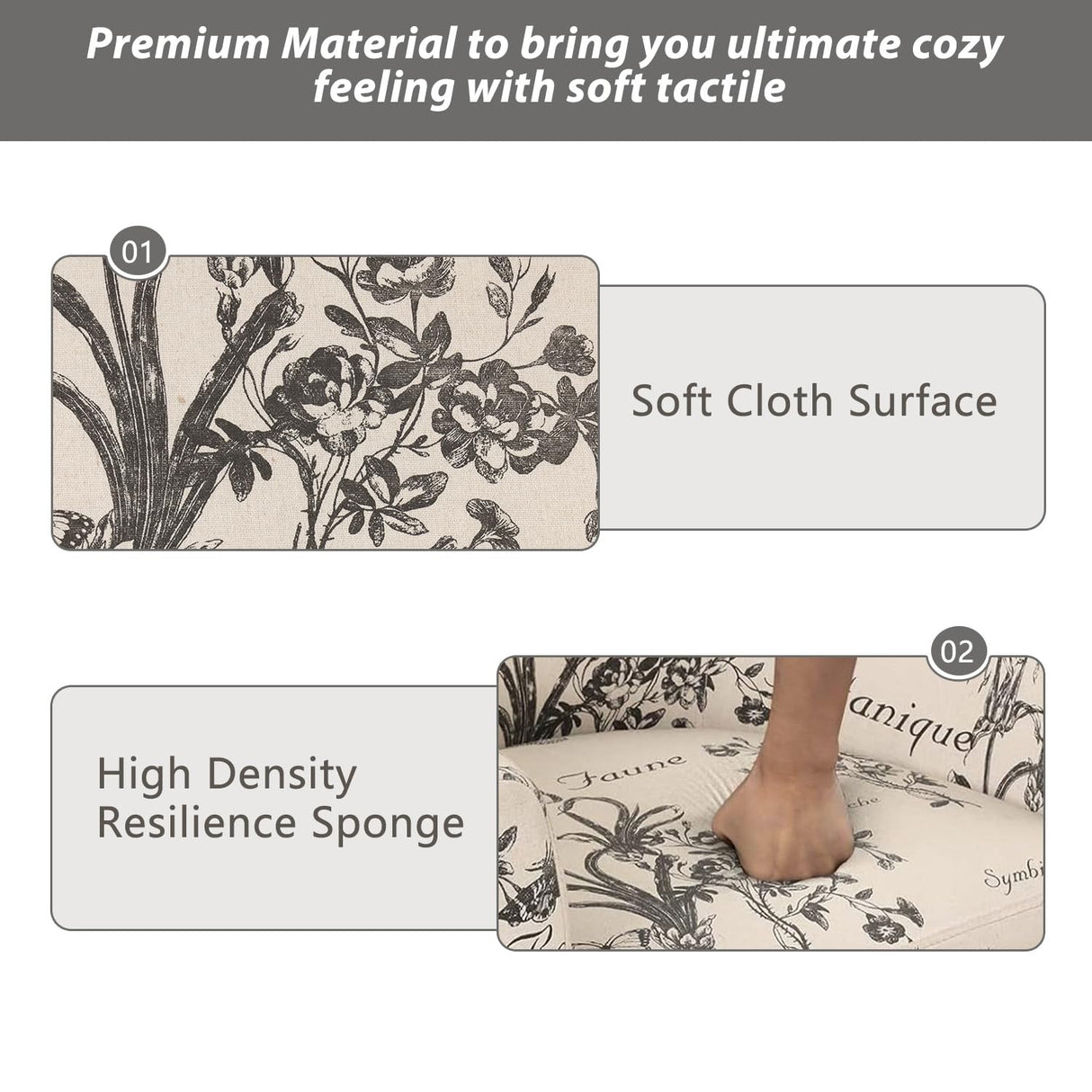 INZOY Modern Accent Chair with Ottoman for Small Space, Club Chair with Ottoman Set, Comfy Fabric Barrel Reading Chairs for Living Room Bedroom, Round Reading Chair with Foot Rest, Flower Pattern INZOY