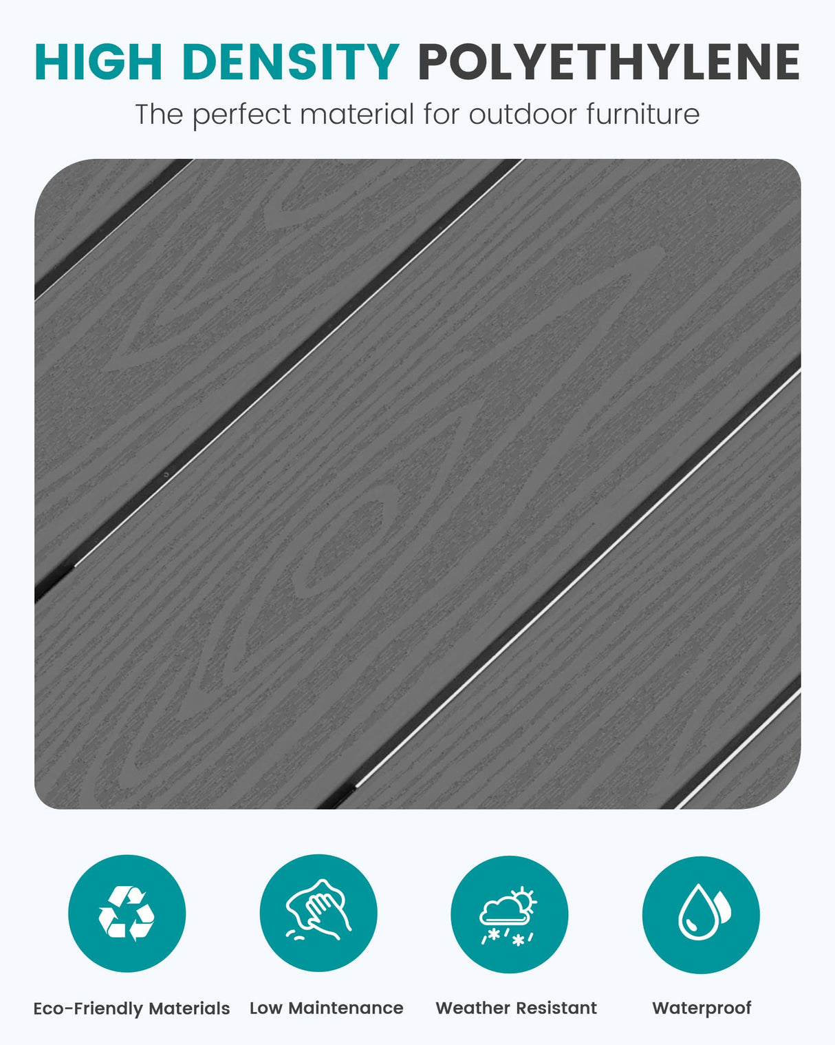 SERWALL 41" Outdoor Bar Table, All Weather HDPE Patio Bar Counter Height Table, Rectangle Patio Bar Table for Outside, Garden, Backyard, Balcony, Poolside, Grey SERWALL