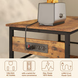 IBUYKE Kitchen Island with Storage, Bakers Rack with Power Outlet,Microwave Stand with Large Worktop,Rolling Bar Cart for Home, Outdoor, Kitchen,Rustic Brown and Black TMJ029H IBUYKE