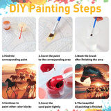 Mandun Paint by Numbers for Adult, Horse Paint by Numbers Kit for Adults Beginners, DIY Acrylic Oil Painting Kits with Brushes for Home Wall Decor 16x16Inch Mandun