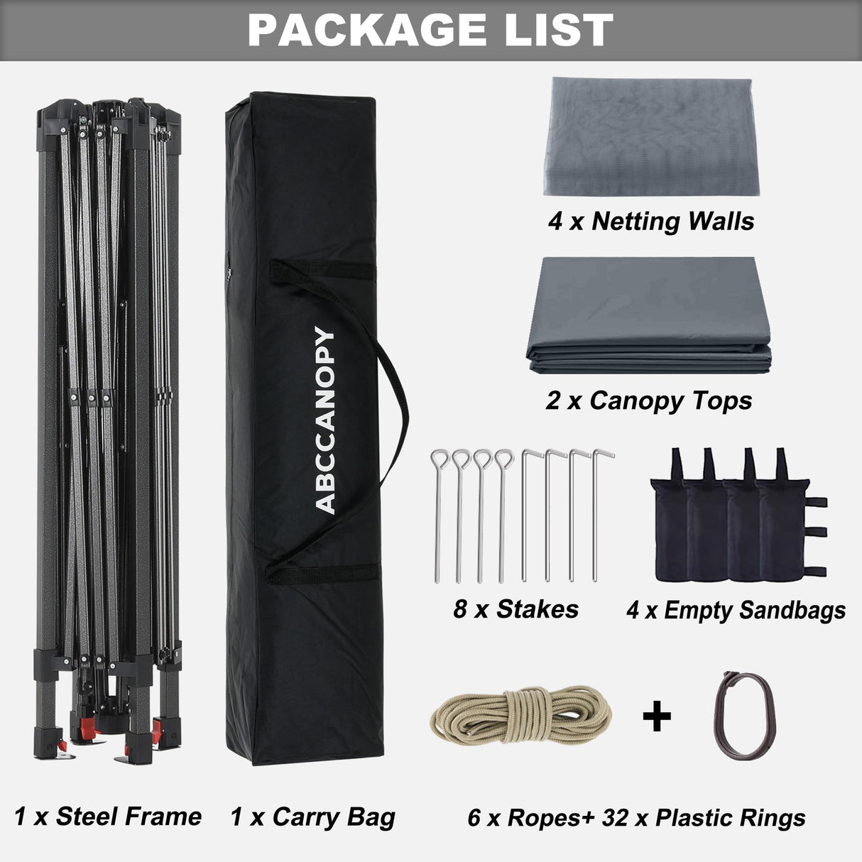 ABCCANOPY 13x13 Pop Up Gazebo, Outdoor Canopy Tent, Instant Screened Shelter with Mosquito Netting for Patio, Garden, Backyard, Party, Camping (Dark Gray) ABCCANOPY