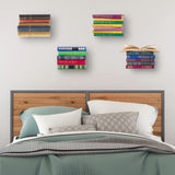 ECOSEAO Floating Book Shelves for Wall, Heavy-Duty Book Organizers, Iron Wall Mounted Shelves for Home Office Classroom Library, White Large (4) ECOSEAO