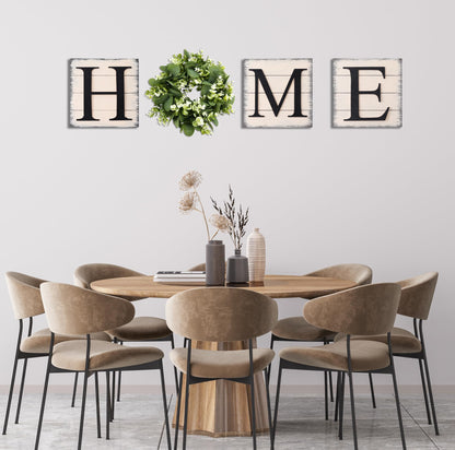 HRENCY Farmhouse Wall Decor Room Decor Wood Home Sign with Artificial Eucalyptus for O, Rustic Hanging Wooden Sign with Letters Decorative Home Decor Clearance Living Room Decor