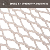 SUNCREAT Hammocks Traditional Rope Double Hammock with Hardwood Spreader Bar and Carrying Bag, 450 lbs Capacity, Natural SUNCREAT