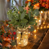 Lighted Mason Jar Centerpiece Set of 3 Eucalyptus Plant Decorative Jars Vase Farmhouse Table Decorations for Home Living Dining Room Wedding Christmas Thanksgiving Party ysnn