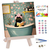 JUJUHOOD Funny Bathing Cat Paint by Numbers Kit for Adults Beginner & Kids Ages 8-12,Black Cat Paint by Number Without Easel, Simple Paint by Numbers for Gift Home Wall Decor (10x10Inch) JUJUHOOD