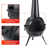 SINGLYFIRE Prairie Fire Outdoor Chiminea Fireplace Deck or Patio Backyard Wooden Fire Pit with Chiminea Cover Rust-Free Iron Black SINGLYFIRE