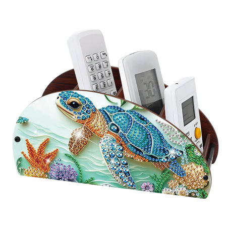 DIY Diamond Painting Storage Box – Sea Turtle Swimming Through Ocean, 5D Diamond Art Rhinestone Mosaic Craft Organizer for TV/AC Remotes, Makeup Brushes & Desk Supplies AiYuanzsh