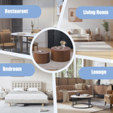 Round Coffee Table Set of 2 Modern Nesting Coffee Tables for Living Room Wave Stripe Round Coffee Table for Living Room Bedroom (I) SOUWOFS