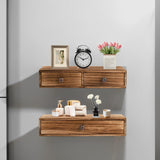Yesland 2 Packs Floating Nightstand with Drawer - Rustic Wood Floating Wall Mounted Drawers Floating Shelf with Drawer for Living Room, Bedroom, Storage, Display - Yellowish Brown Yesland