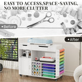 Craft organization and storage Cart Compatible with Cricut Machine, Rolling Craft Organizer With lDual Drawers & Cabinet Door, Vinyl Roll Holder, and Spacious Compartments (Extra Large) CXQ