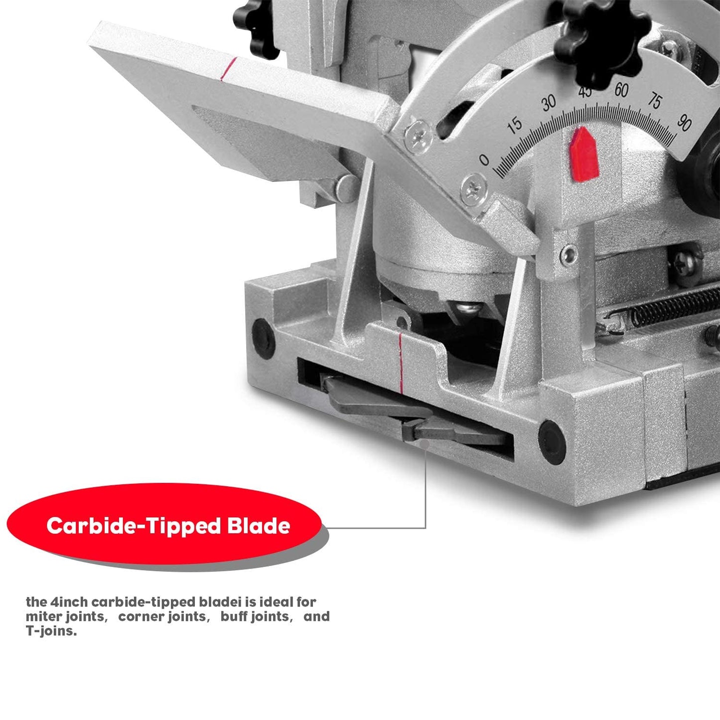 AOBEN Biscuit Cutter Plate Joiner 8.5 Amp With No. 0 Wood(30 Pcs) No. 10 Wood(30 Pcs) No. 20 Wood(50 Pcs), 4" Tungsten Carbide Tipped Blade, Adjustable Angle And Dust Bag - WoodArtSupply