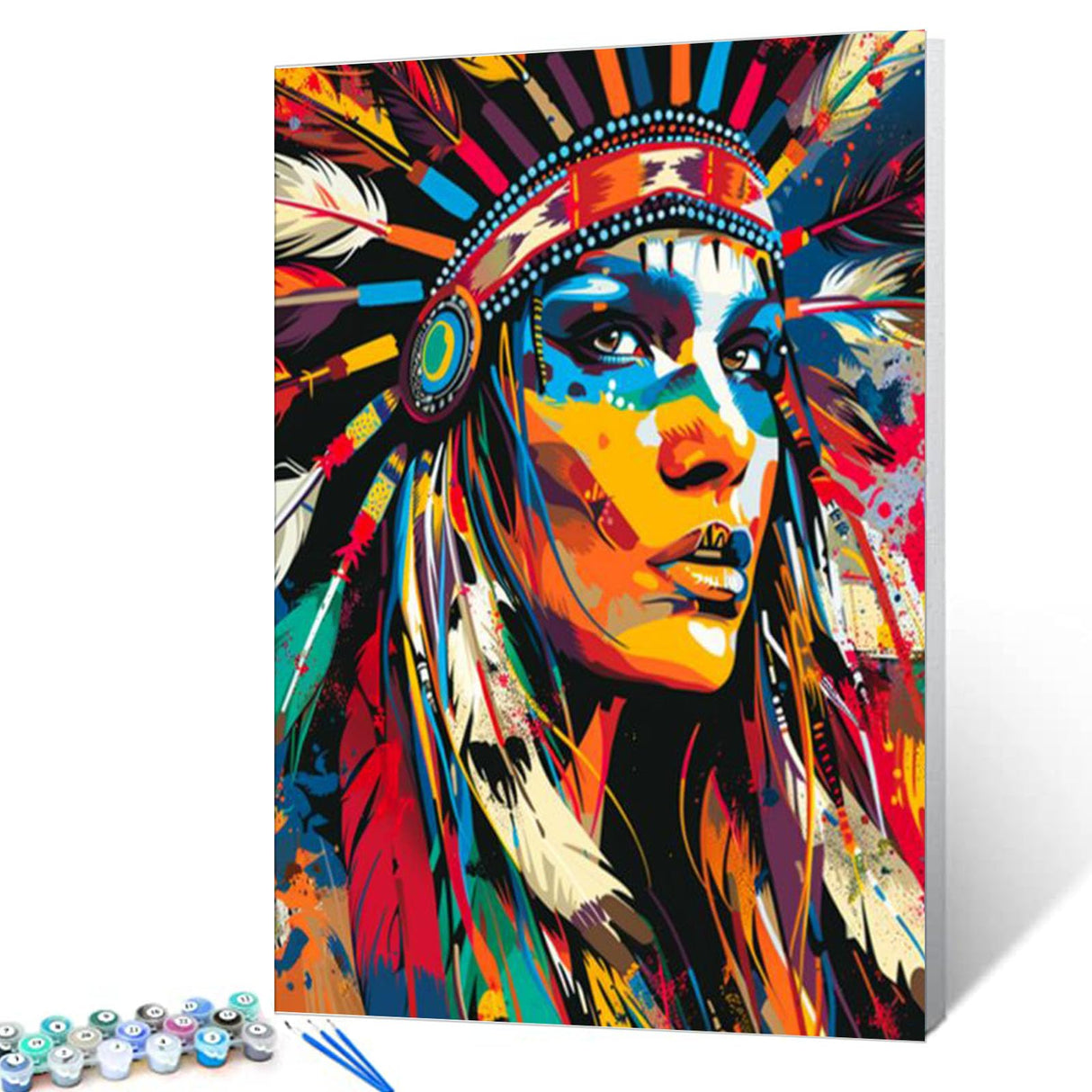 Tucocoo DIY Paint by Numbers,The Blacks Canvas Indian Oil Painting Kit for Kids & Adults, 16" W x 20" L Drawing Paintwork with Paintbrushes, Acrylic Pigment-African American （Frameless） Tucocoo