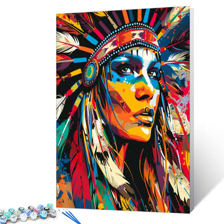 Tucocoo DIY Paint by Numbers,The Blacks Canvas Indian Oil Painting Kit for Kids & Adults, 16" W x 20" L Drawing Paintwork with Paintbrushes, Acrylic Pigment-African American （Frameless） Tucocoo