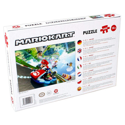 Winning Moves Mario Kart Funracer 1000 Piece Jigsaw Puzzle Game, Piece Together The Iconic Mario Kart Scene, Contains a Full-Scale Poster of The Puzzle Image, Gift and Toy for Ages 14 Plus