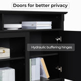 Yaheetech Black TV Stand with Doors for TVs up to 65 in, Modern TV Console with Power Outlet & Storage Shelf, Mid-Century Entertainment Center for Living Room, 31 in Tall Yaheetech