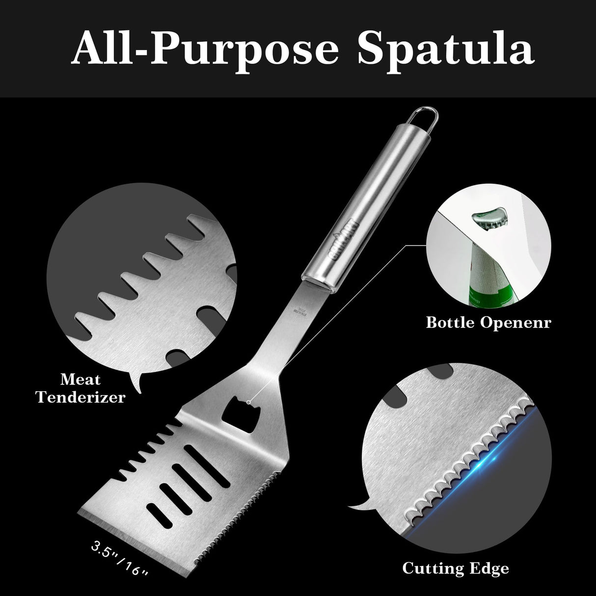 GRILLART Grill Tools Grill Utensils Set - 3PCS BBQ Tools, Stainless Barbeque Grill Accessories -Spatula/Tongs/Fork w/Insulated Glove, Ideal BBQ Set Grilling Tools for Outdoor Grill, Gifts for Men Dad GRILLART