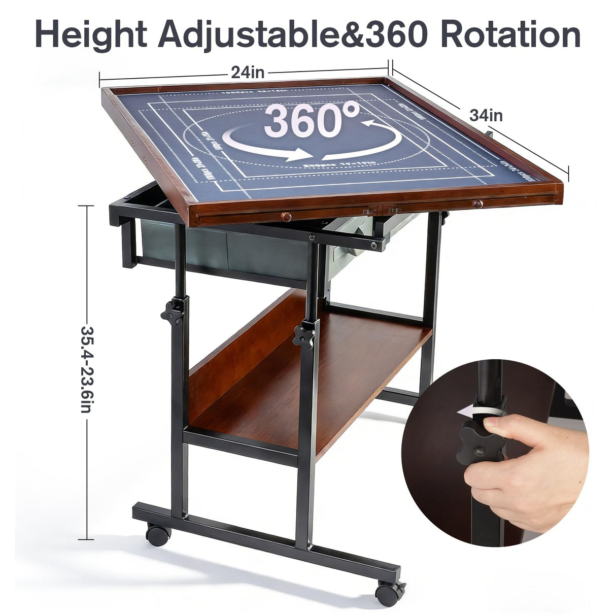 Ostutry Rotating Puzzle Table with Drawers - 1500 Pieces Jigsaw Puzzle Board with Legs, Tilting Wooden Board for Adults Ostutry
