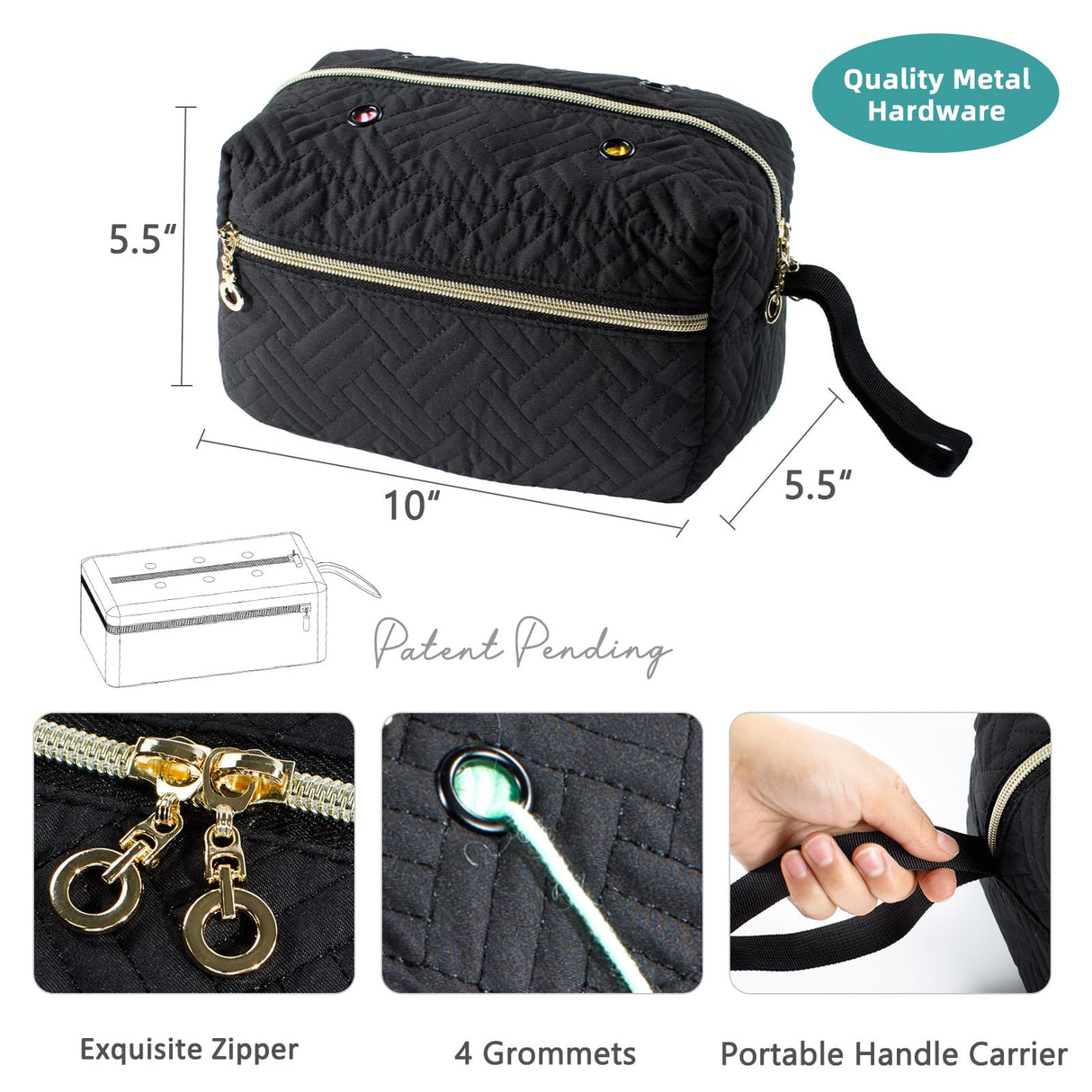 MYBAGZING Small Crochet Bag Organizer - Knitting Yarn Storage for Crocheting Holder Accessories, Needles, Hooks, Gifts, Black, (AM370) MYBAGZING