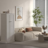 FJTJBSI 50" LED Kitchen Pantry Cabinet White Storage Cabinet Food Pantry with Doors and Adjustable Shelves Freestanding Buffet Cupboards Sideboard for Kitchen Living Room and Dinning Room FJTJBSI