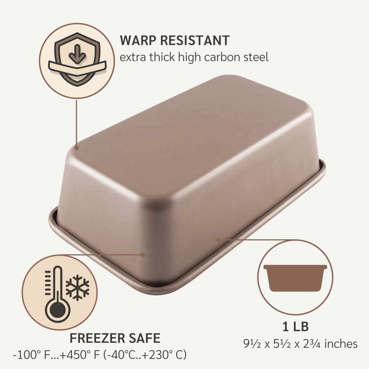 HAPPIELS Nonstick 9x5 inch Bread Loaf Pan for Oven | PFOA & BPA Free Non Toxic Loaf Tin | Molds for Baking | Best 9 x 5 Non stick Bakeware | Nontoxic 5x9 Banana Bread Mold Pans & Tins HAPPIELS