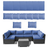 FURNAWAY 14Pcs Outdoor Sofa Cushion Replacement Set - Water Repellent Patio Furniture Cushions for Sectional/Deep Seat,UV Resistant (Blue) FURNAWAY