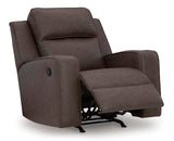 Signature Design by Ashley Lavenhorne Contemporary Faux Leather Upholstered Manual Rocker Recliner with 2 Cup Holders, Dark Brown Signature Design by Ashley