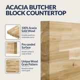 72 x 25 x 1.5 Acacia Butcher Block Countertop, Unfinished Solid Wood Butcher Block Table Top for DIY Island/Kitchen/Workbench Howizz