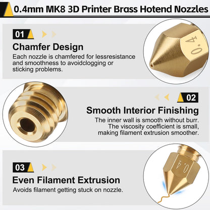 26pcs MK8 Nozzles Multi Size, 3D Printer Brass Hotend Nozzles 0.2mm/0.3mm/0.4mm/0.5mm/0.6mm/0.8mm/1.0mm with DIY Tools Compatible with Neptune 3 Series and More - WoodArtSupply