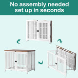 UMXES Heavy Duty Dog Crate Furniture, Fully Assembled exc. Locks, All Metal Frame & Wooden Tabletop, Modern Kennel for Small Dog, End Table, Sturdy, Foldable, White/Rustic Brown UMXES