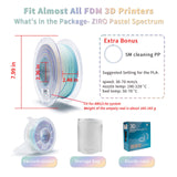 ZIRO PLA Filament 1.75mm, Matte Multicolor 3D Printer Filament, Color Gradient Change PLA, Fast Color Change by Length, Fit Most FDM Printers, Dimensional Accuracy +/-0.03mm,1KG Pastel Spectrum ZIRO