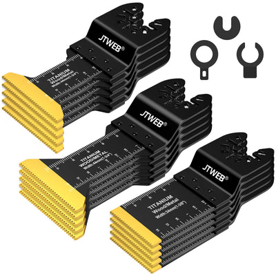 JTWEB 15PCS Titanium Oscillating Saw Blades, Multitool Blades Oscillating Tool Blade Metal Cutting for Wood Nails, Screws, Plastic, Multi Tool Blades Kits for Dewalt Milwaukee Bosch Ryobi
