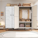 FPIGSHS Heavy Duty Clothes Rack with Magnetic Door 2000LBS Foldable Portable Wardrobe Closet for Hanging Clothing Rolling Garment Rack on Wheels for Bedroom Closet System (C, 71in) FPIGSHS