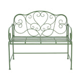 Christopher Knight Home Layon Iron Outdoor Bench, Patio Loveseat for 2 People, Durable Garden Bench with Floral Pattern Backrest, Slatted Seat for Park/Yard, Spacious Outdoor Seating, Matte Green Christopher Knight Home