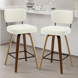 Bekrvio Mid Century Modern Swivel Bar Stools Set of 3 - 26" Upholstered Faux Leather with Ergonomic Backrest, Cream White Bekrvio