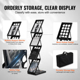 VEVOR Foldable Magazine Display Rack, 4-Tier Brochure Literature Display Stand, Portable Catalog Brochure Holder Stand with Carrying Bag for Office Trade Show Exhibitions, 4 Pockets VEVOR