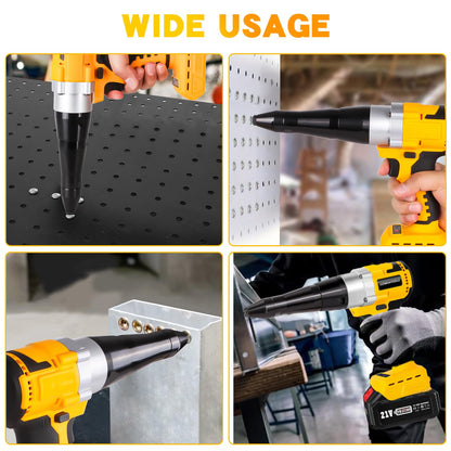 Lezwuatoolz Cordless Rivet Gun Tool Compatible with Dewalt 20V Max Battery(No Battery), Brushless Electric Automatic Rivet Gun for Rivets 1/8'', 5/32'', 3/16", for Metal, Plastic and Leather - WoodArtSupply