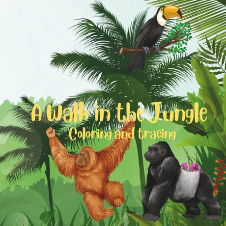 A Walk in the Jungle: Swing, Roar, and color through the Jungle! (Coloring and Tracing Animal Books) WoodArtSupply