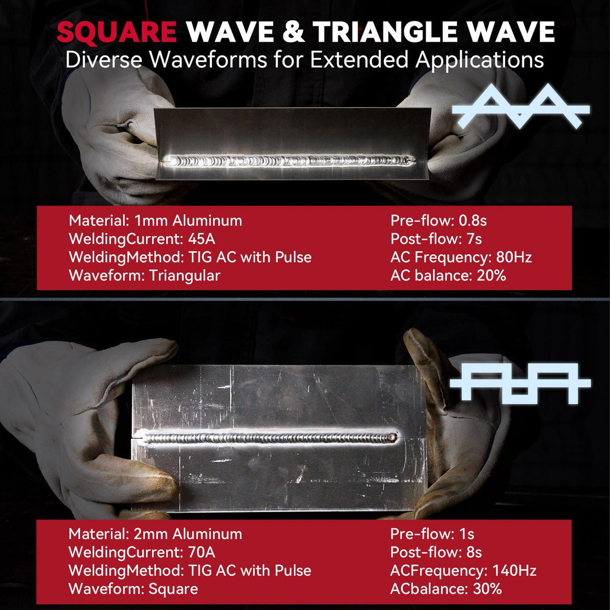 ARCCAPTAIN TIG Welder AC/DC 200Amp with Pulse, Aluminum TIG Welder 110V/220V TIG Welder with Square/Triangular Wave/Stick/MMA/Spot 7 in 1 MultiProcess Welding Machine ARCCAPTAIN