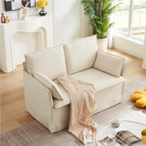 Sivoey Slipcovered Loveseat Sofa, 52" Small Couch with Throw Pillows, Single Seat Cushion, Easy Assembly, Modern Loveseat Sofa for Living Room, Office, Apartment, Small Space, Beige Sivoey