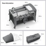 Obee Odee 4 in 1 Baby Bassinet, Pack and Play, Bedside Crib Sleeper, Diaper Changer - Comes with Mattress, Mosquito Net，Bottom Storage and Toy Bar for Newborn to Toddles Obee Odee